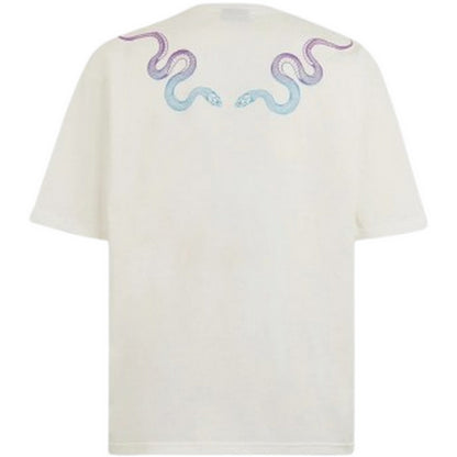T-shirt Uomo Phobia - White T-Shirt With Pink And Blue Snake Print - Bianco