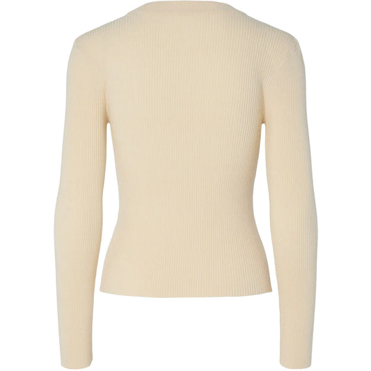 Maglie Donna Pieces - Pcmira New Ls O-Neck Knit Noos Bc - Beige