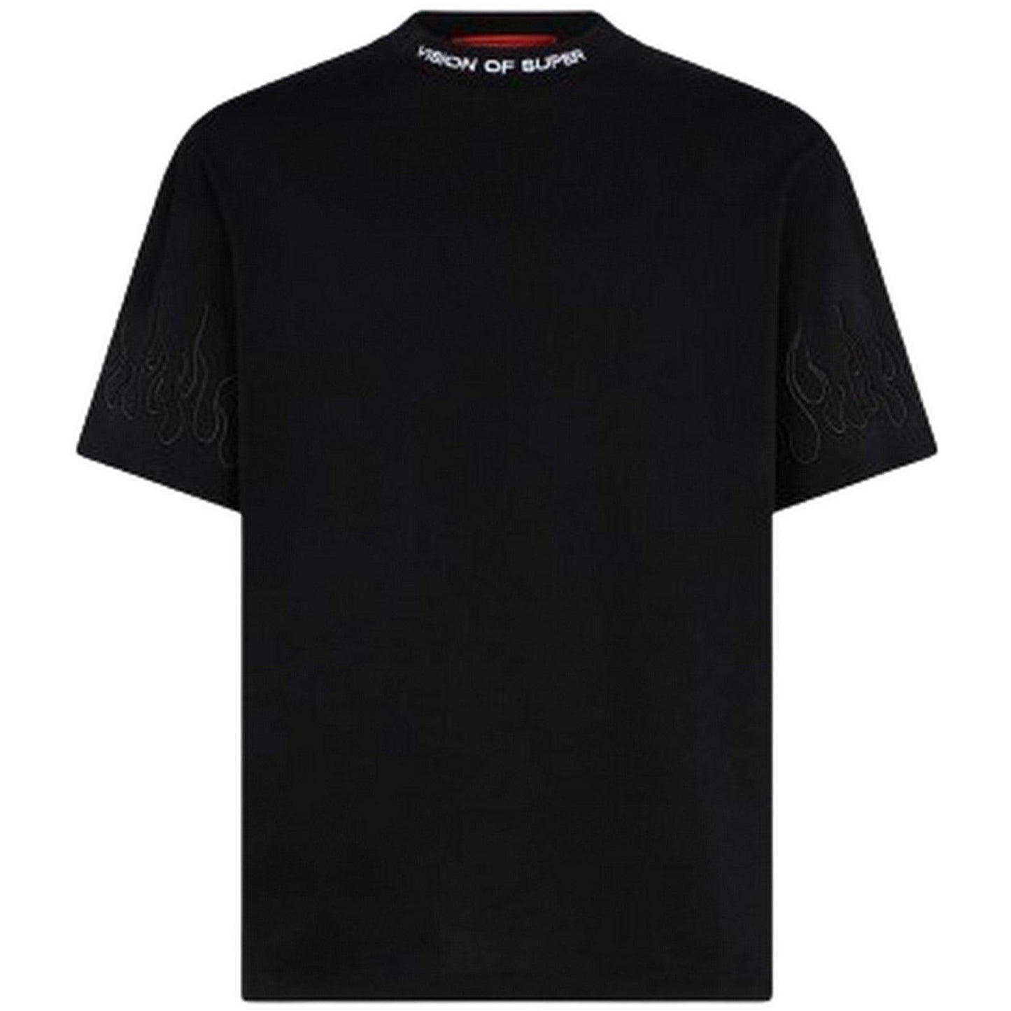 T-shirt Uomo Vision of Super - Black T-Shirt With Black Flames - Nero