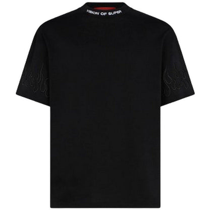 T-shirt Uomo Vision of Super - Black T-Shirt With Black Flames - Nero