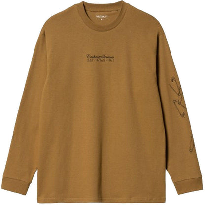 T-shirt Uomo Carhartt Wip - L/S Safety Pin T-Shirt - Marrone