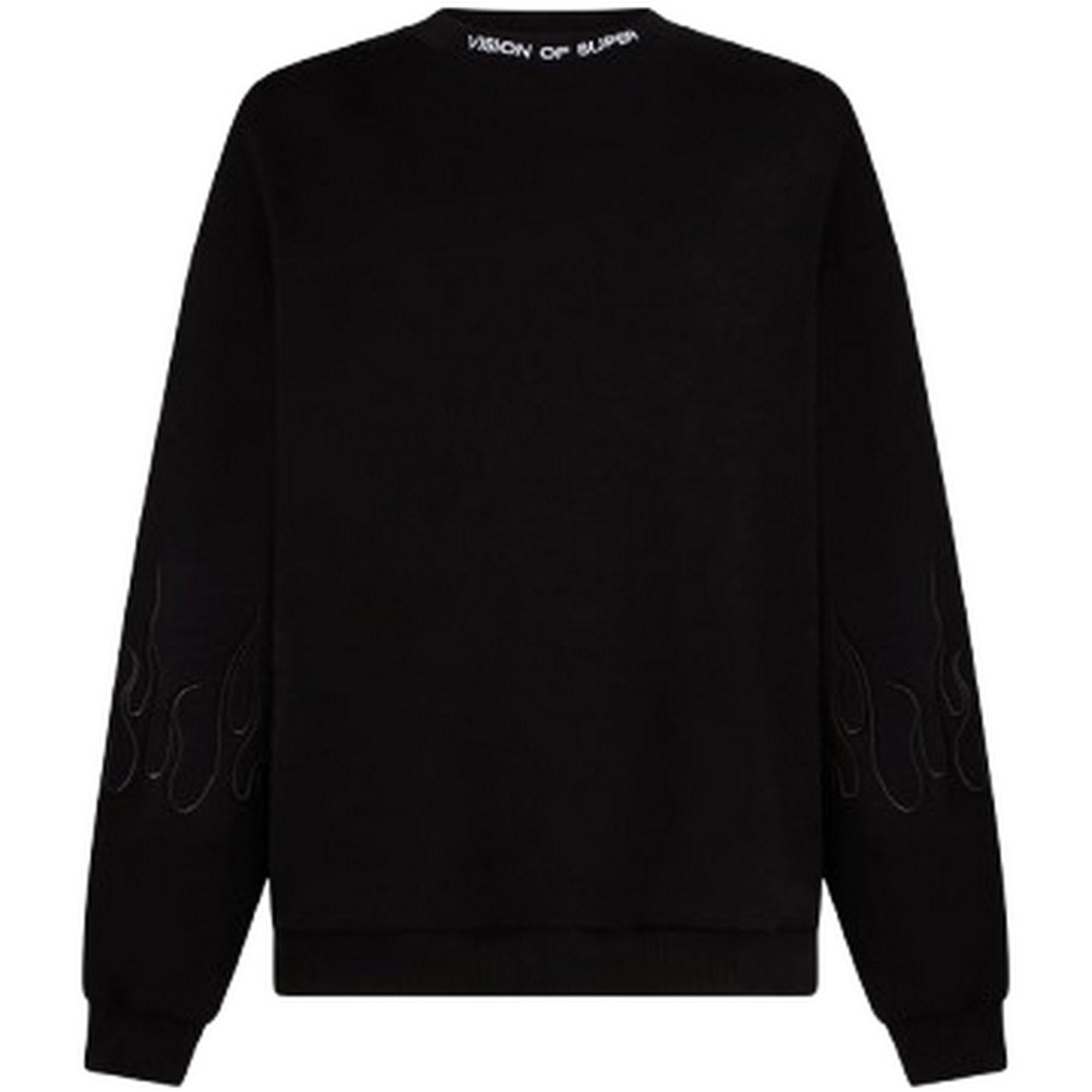 Felpe senza cappuccio Uomo Vision of Super - Black Crewneck With Black Flames - Nero