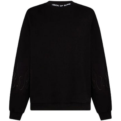 Felpe senza cappuccio Uomo Vision of Super - Black Crewneck With Black Flames - Nero