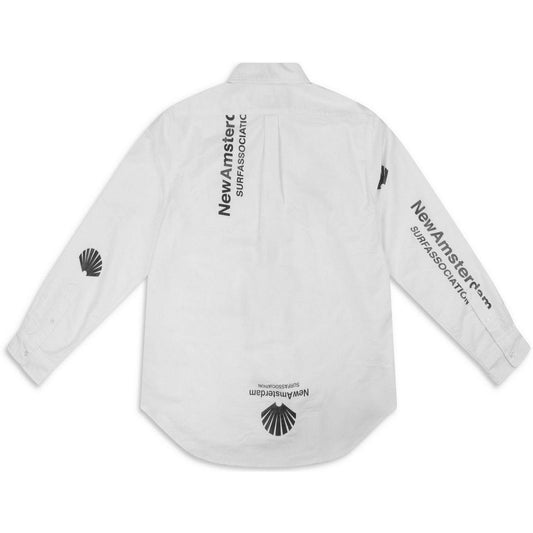New Amsterdam Surf Association Chemises décontractées pour hommes - Logo de chemise de plage - Blanc