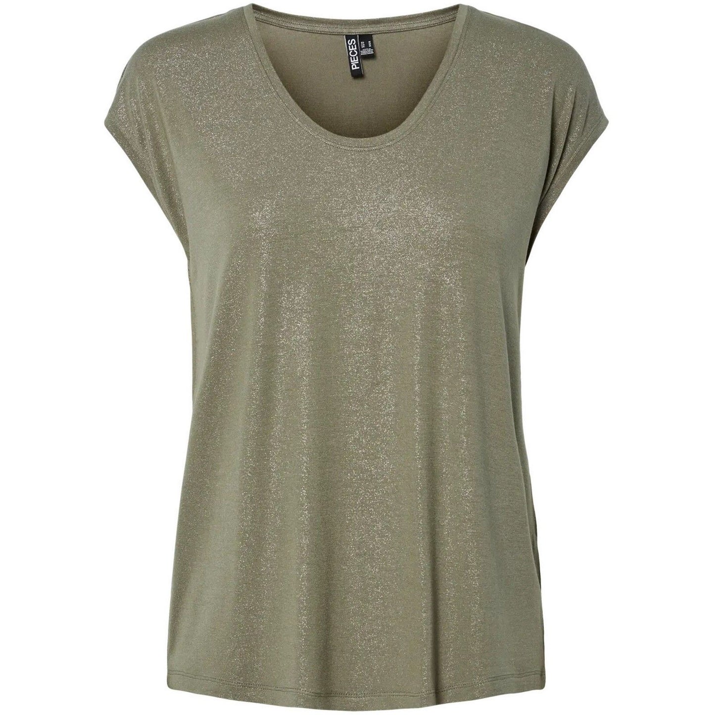 T-shirt Donna Pieces - Pcalice Ss Glitter Tee Jrs Noos Bc - Verde