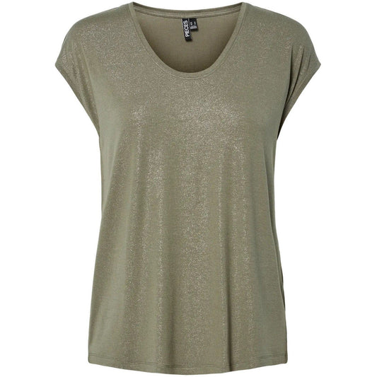T-shirt Donna Pieces - Pcalice Ss Glitter Tee Jrs Noos Bc - Verde