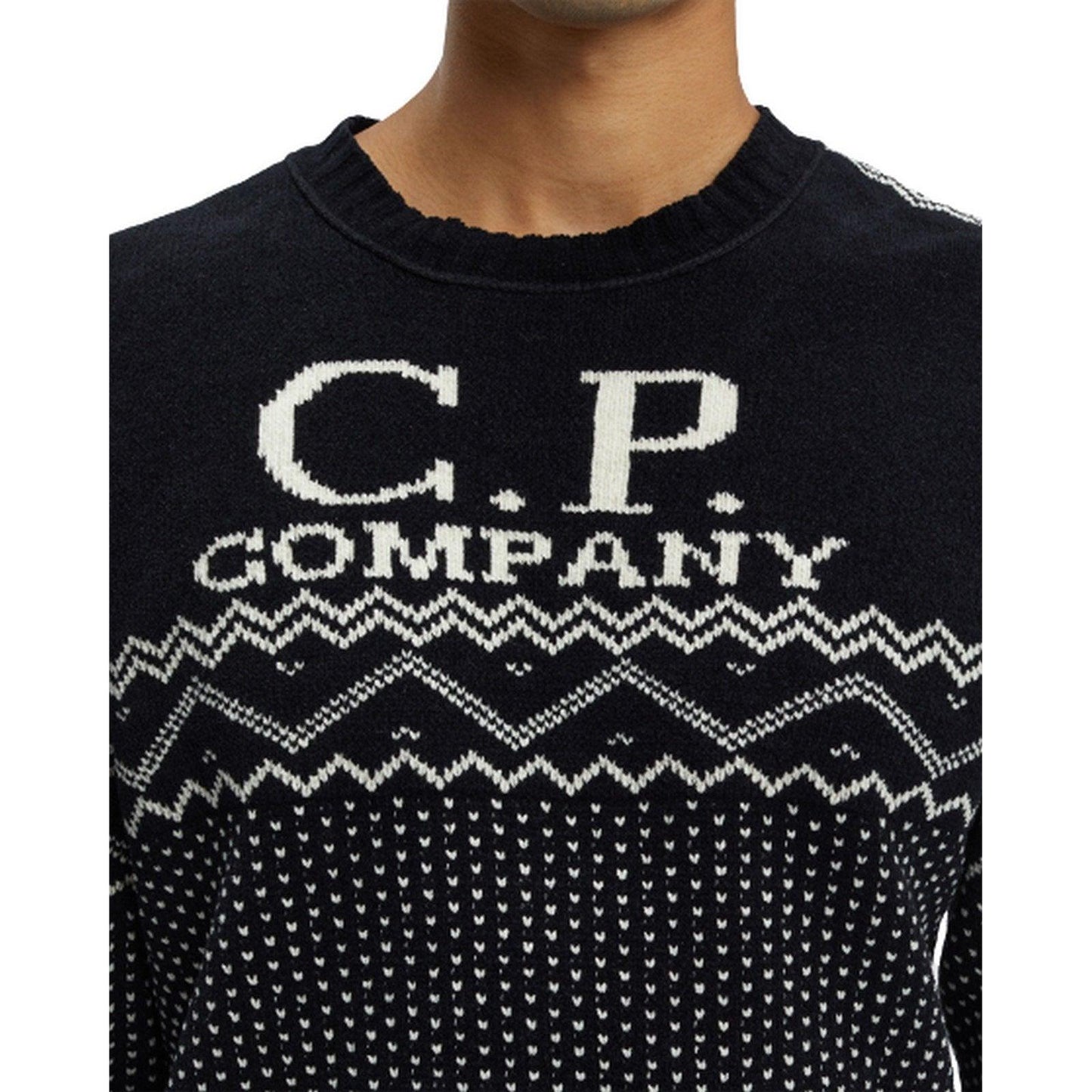 Maglie a manica lunga Uomo C.P. Company - Chenille Cotton Jacquard Knit - Nero