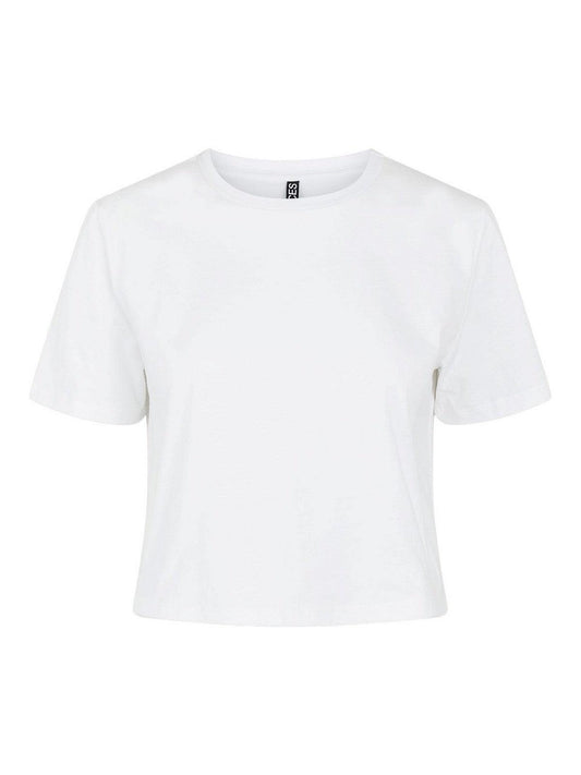 T-shirt Donna Pieces - Pcrina Ss Crop Top Noos - Bianco