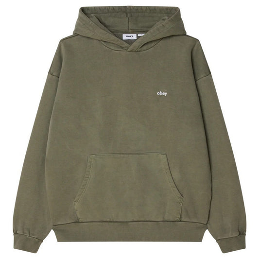 Felpe con cappuccio Uomo Obey - Lowercase Pigment Hood Fleece - Verde