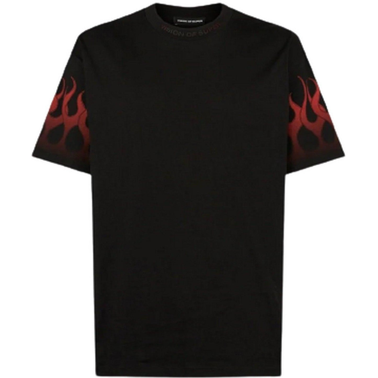 T-shirt Uomo Vision of Super - Black Tshirt With Red Flames - Nero