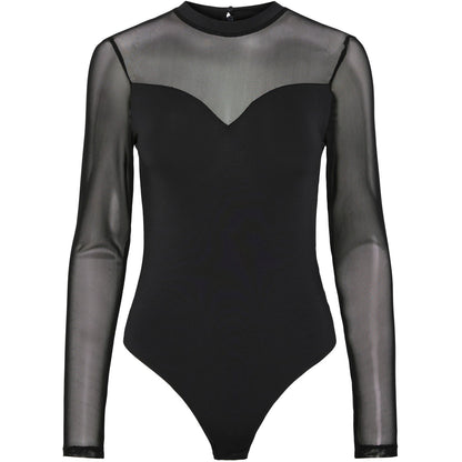 Body Donna Pieces - Pcmilly Ls Mesh Bodystocking Noos - Nero