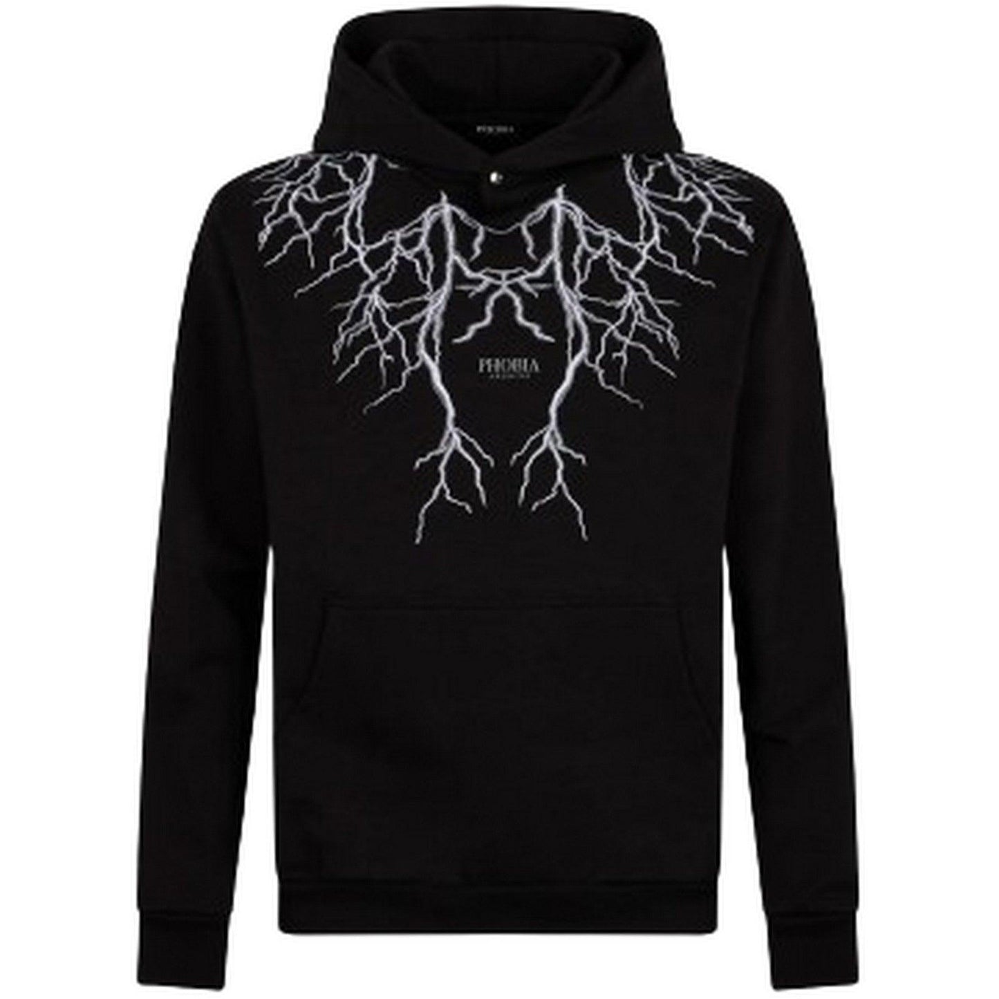 Felpe con cappuccio Uomo Phobia - Black Hoodie With Grey Embroidery Lightning - Nero