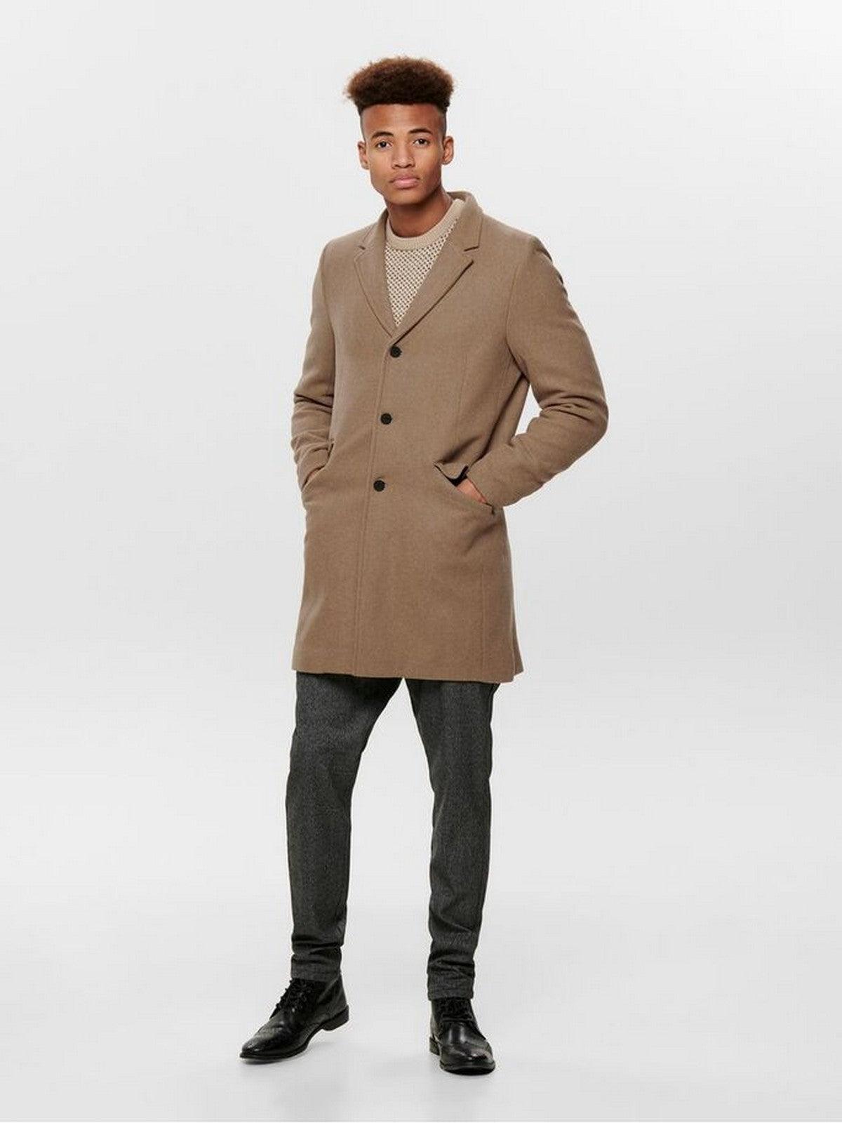 Cappotti Uomo Only & Sons - Julian Solid Wool Coat  Otw Noos - Beige