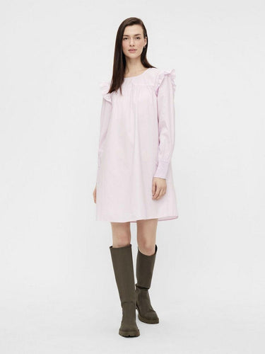 Sukienki codzienne Damskie Kawałki - Pcgeraldine Ls Dress Bc - Różowy