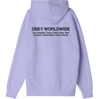 Felpe con cappuccio Uomo Obey - Obey Worldwide Cities Premium Hooded F - Lavanda
