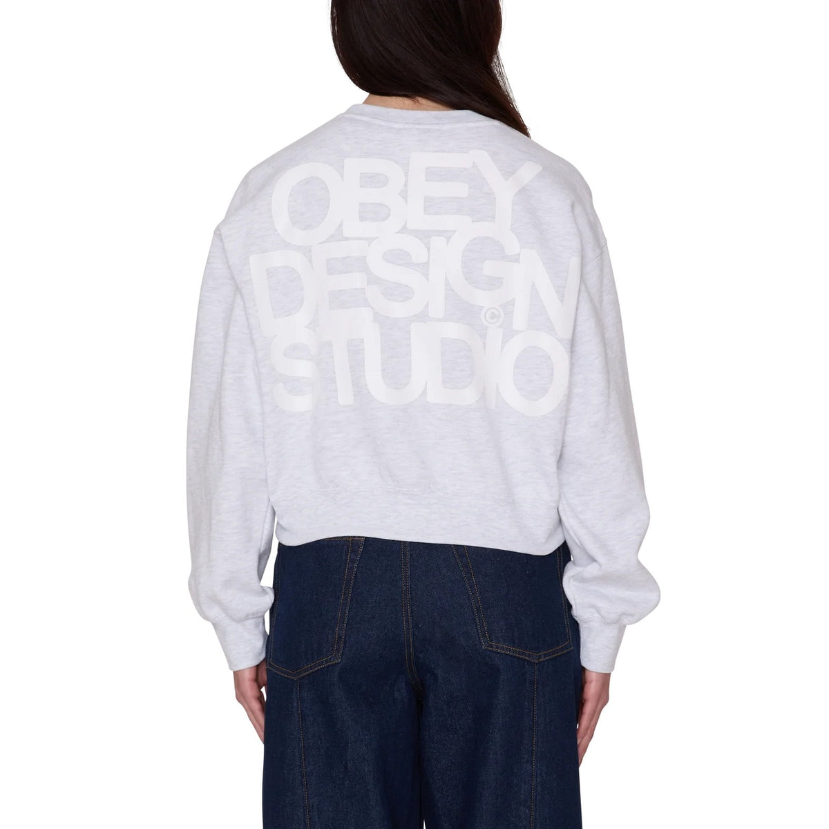Maglie Donna Obey - Obey Design Studio Cropped Crew Fleece - Grigio