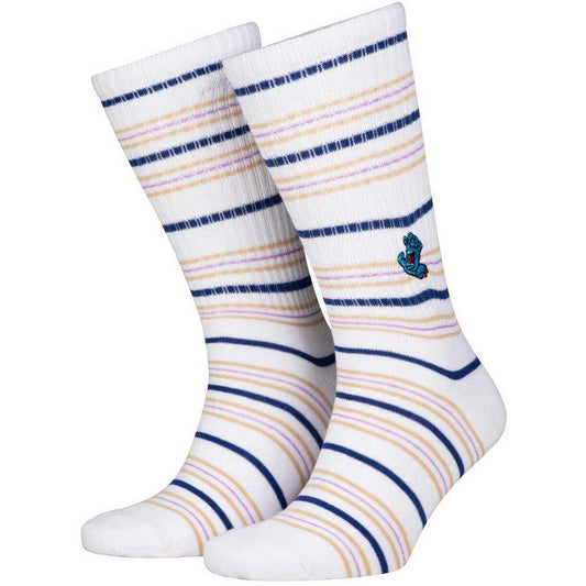 Calze Uomo Santa Cruz - Screaming Mini Hand Stripe Sock - Bianco