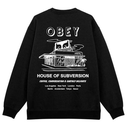 Felpe senza cappuccio Uomo Obey - Obey House Of Subversion Fleece - Nero