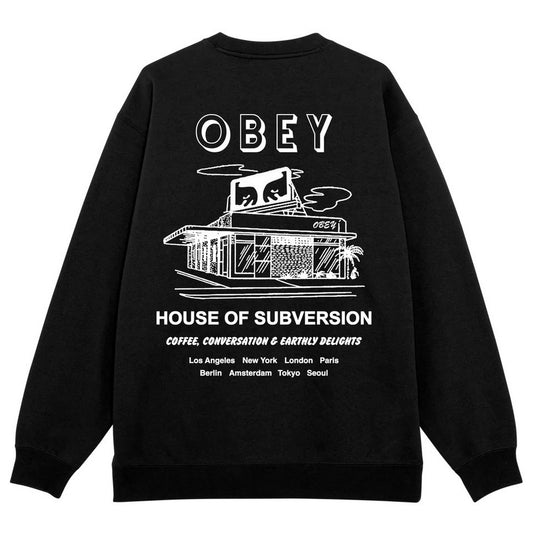 Felpe senza cappuccio Uomo Obey - Obey House Of Subversion Fleece - Nero
