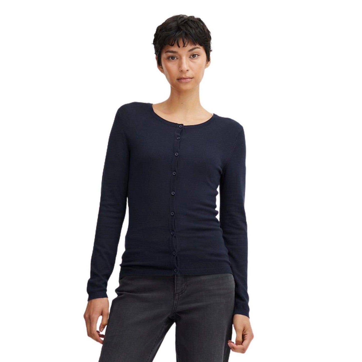 Cardigan Donna Ichi - Ihmafa Round Ca - Blu