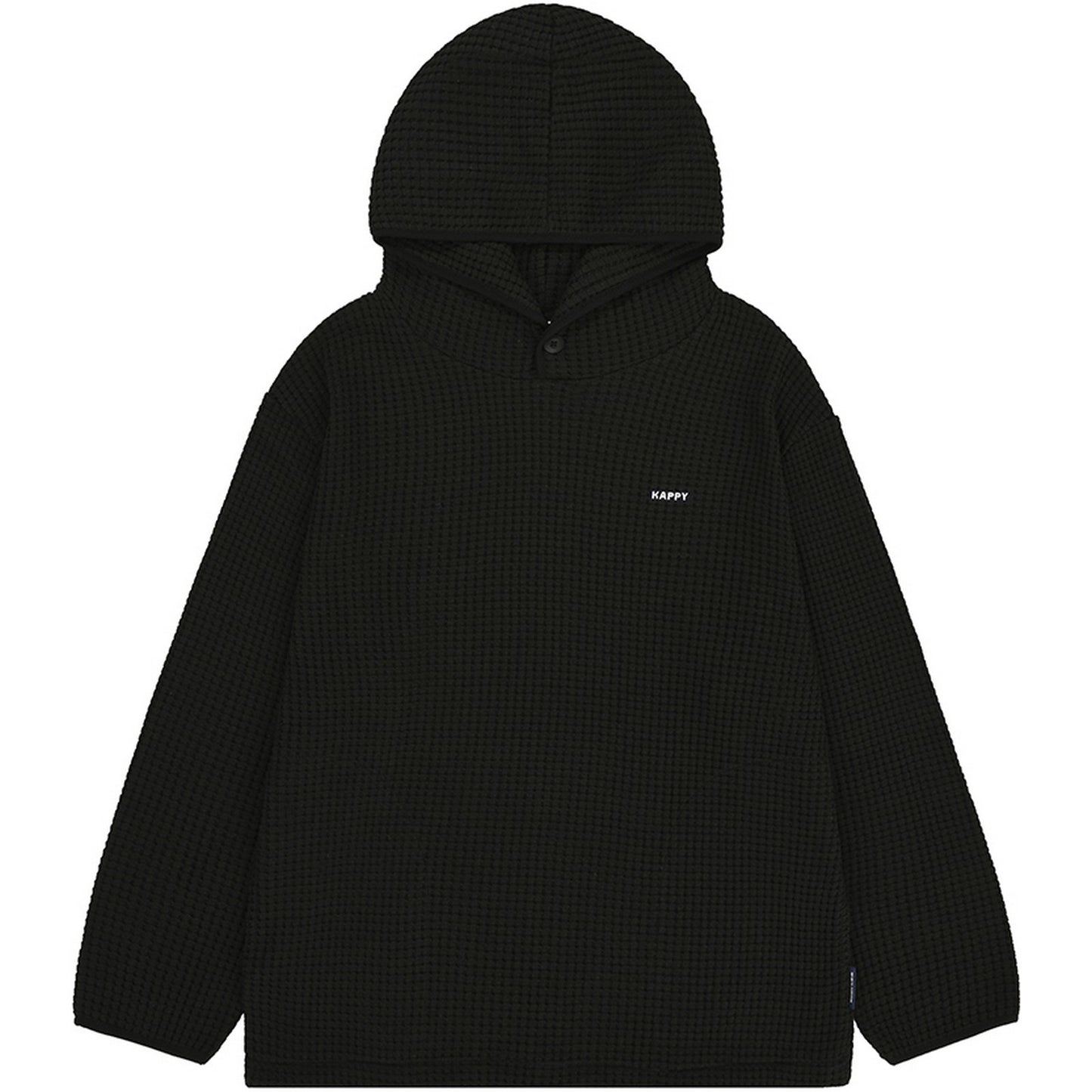 Felpe con cappuccio Unisex KAPPY DESIGN - Waffle Button Hoodie - Nero