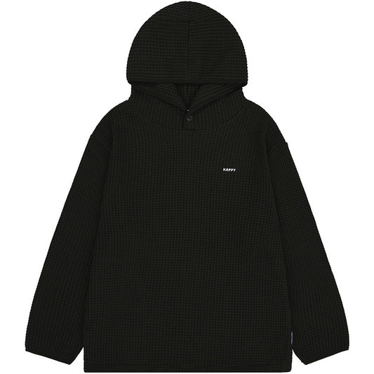 Felpe con cappuccio Unisex KAPPY DESIGN - Waffle Button Hoodie - Nero