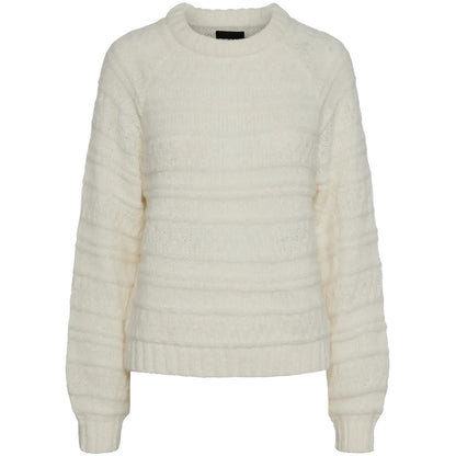 Maglie Donna Pieces - Pcneo Ls Oneck Knit Bc - Bianco