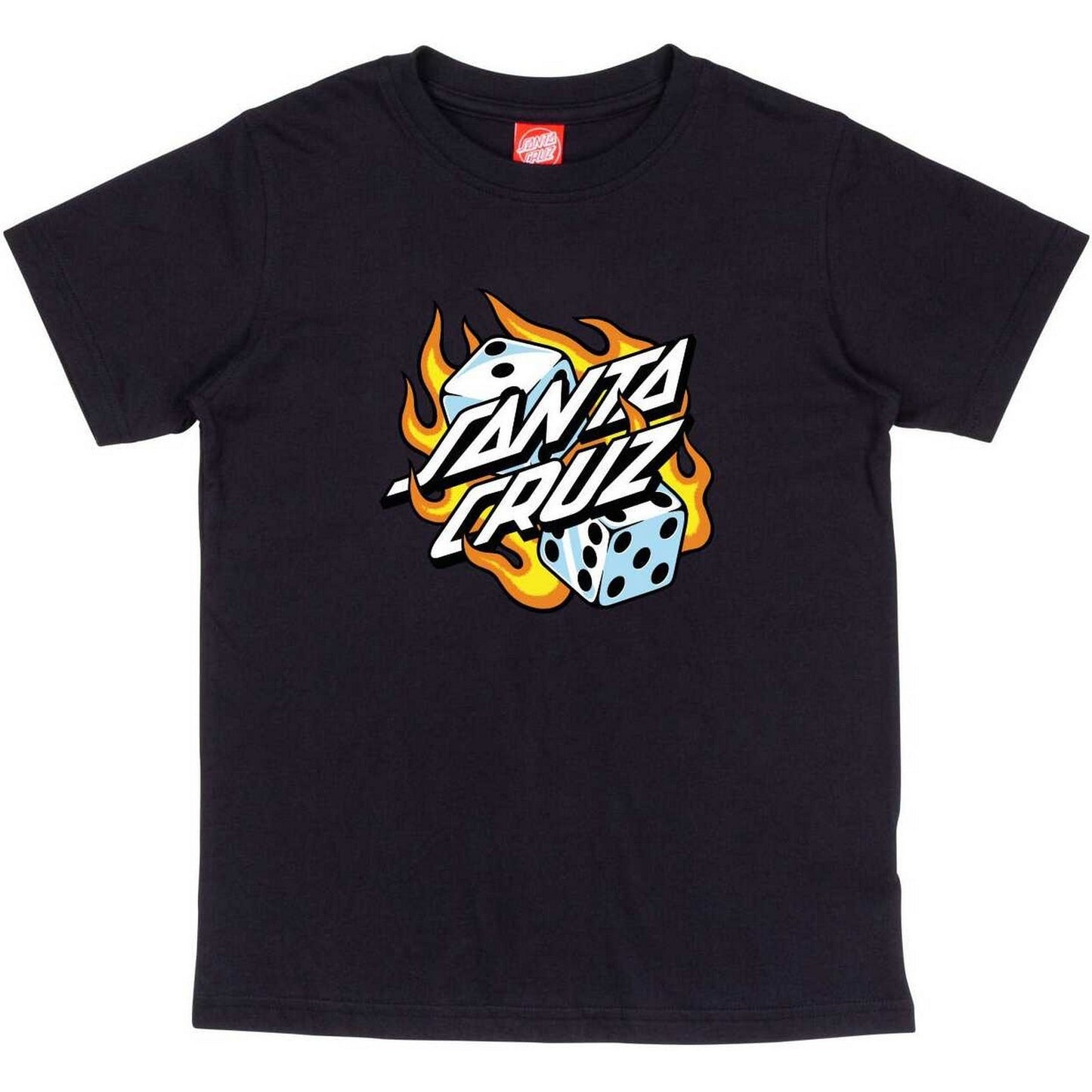T-shirt Ragazzo Santa Cruz - Youth Flaming Dice Dot T-Shirt - Nero