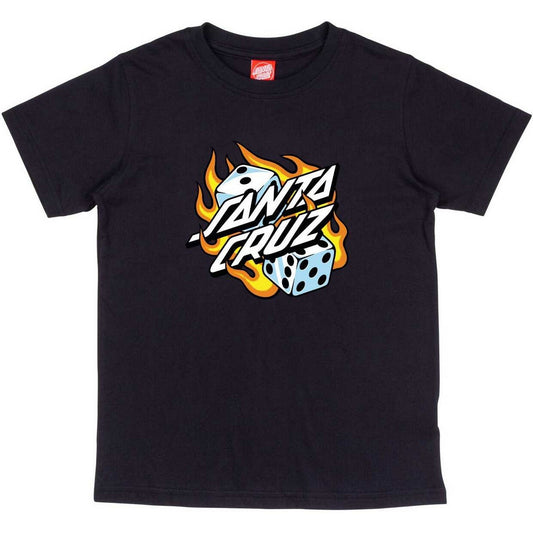 T-shirt Ragazzo Santa Cruz - Youth Flaming Dice Dot T-Shirt - Nero