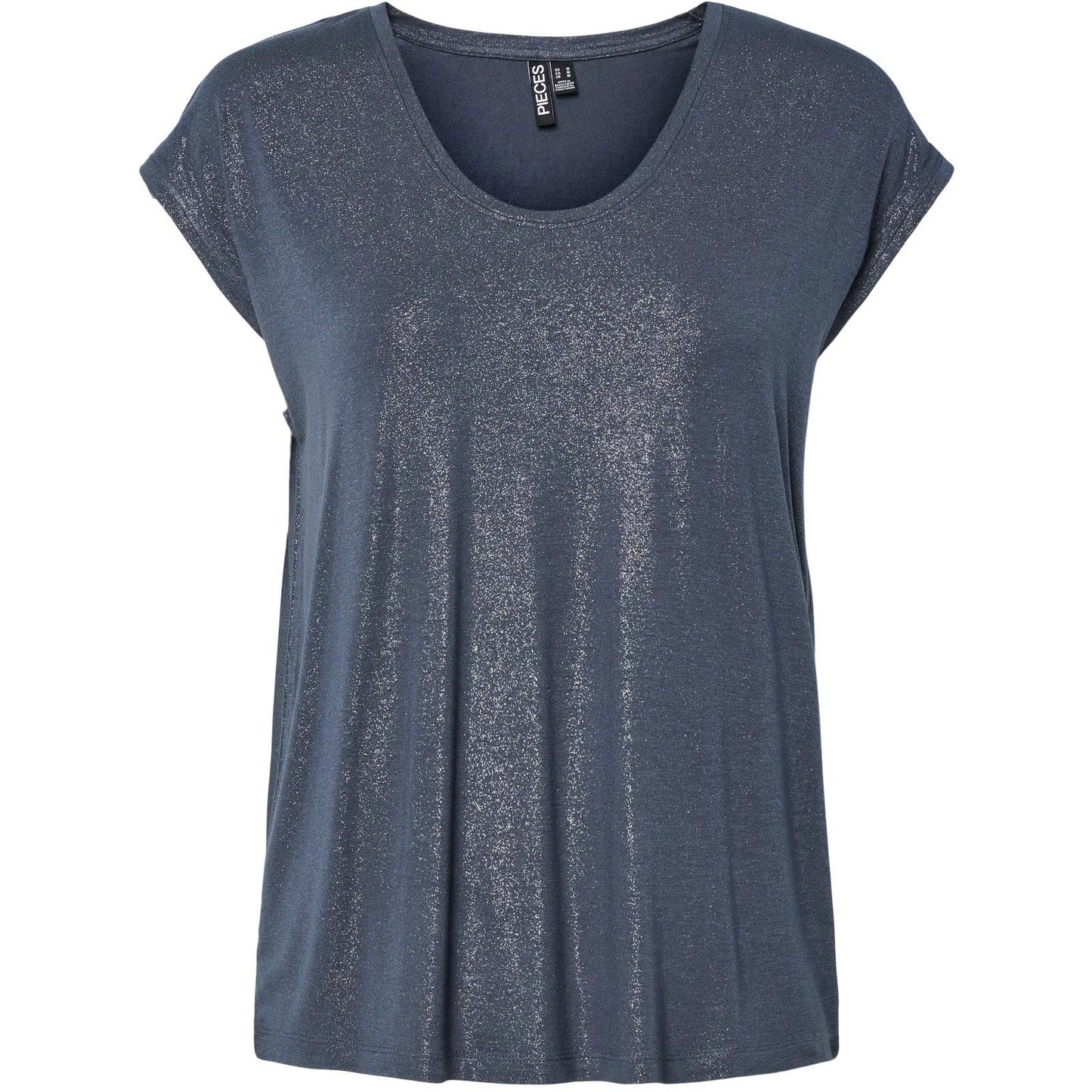 T-shirt Donna Pieces - Pcalice Ss Glitter Tee Jrs Noos Bc - Blu