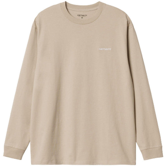 T-shirt Uomo Carhartt Wip - L/S Script Embroidery T-Shirt - Beige