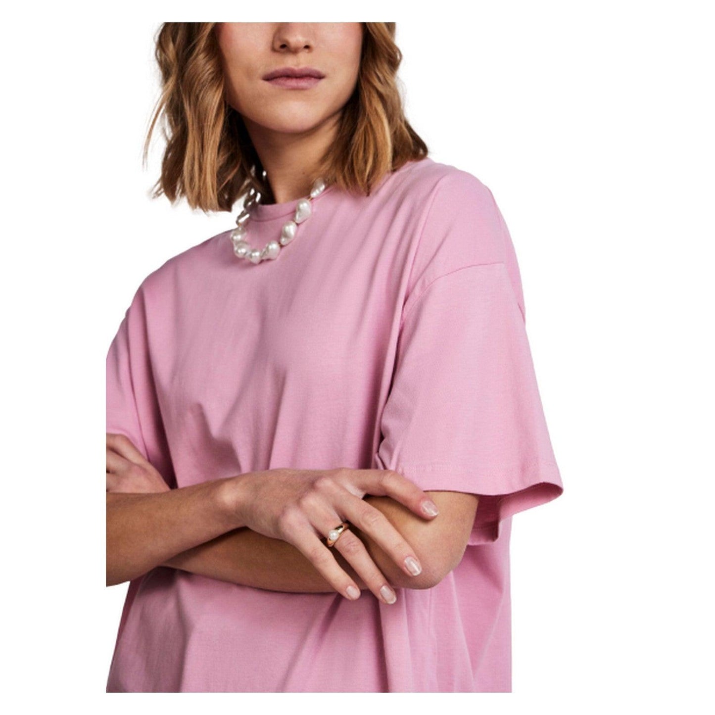 T-shirt Donna Pieces - Pcrina Ss Oversized Tee Noos Bc - Rosa