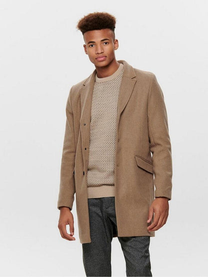 Cappotti Uomo Only & Sons - Julian Solid Wool Coat  Otw Noos - Beige