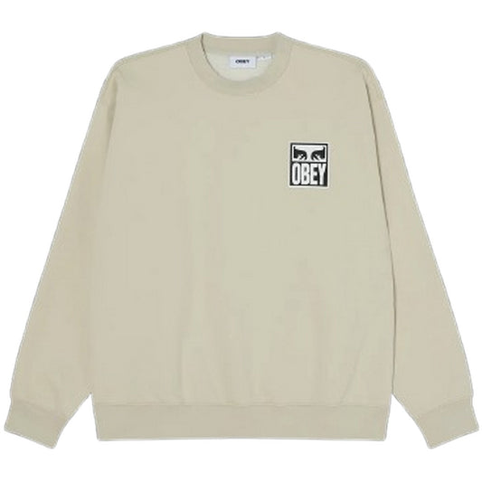 Felpe senza cappuccio Uomo Obey - Obey Eyes Icon Crew Premium Fleece - Beige