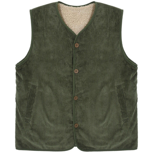 Gilet Unisex KAPPY DESIGN - Reversible Fleece Corduroy Vest - Verde