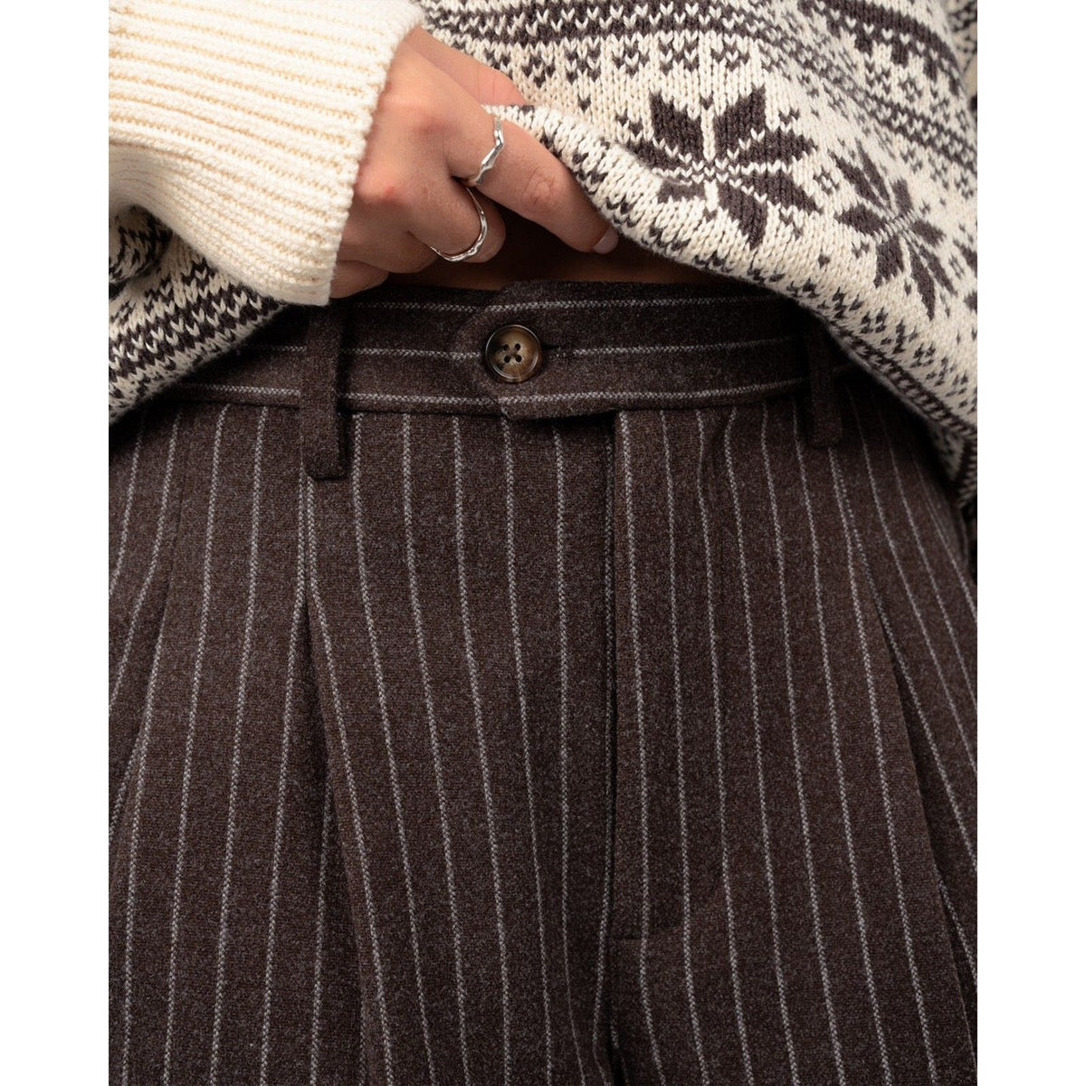 Pantaloni Uomo Prohibited - Revival Pinstripe Pleated Pant - Marrone