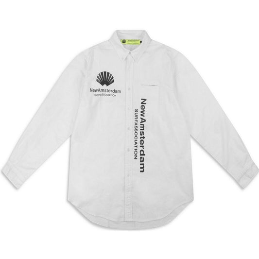 New Amsterdam Surf Association Chemises décontractées pour hommes - Logo de chemise de plage - Blanc
