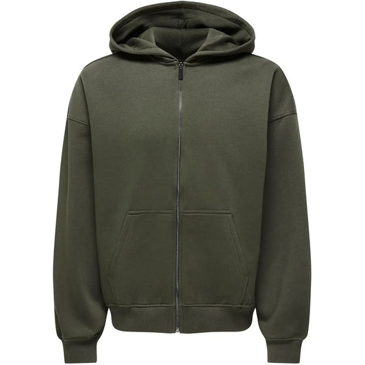 Felpe con cappuccio Uomo Only & Sons - Onsceres Ovz Zip Hoodie Sweat Noos - Verde