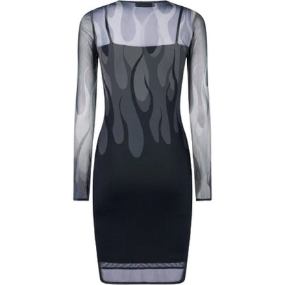 Vestiti casual Donna Vision of Super - Black Dress With Black Flames - Nero