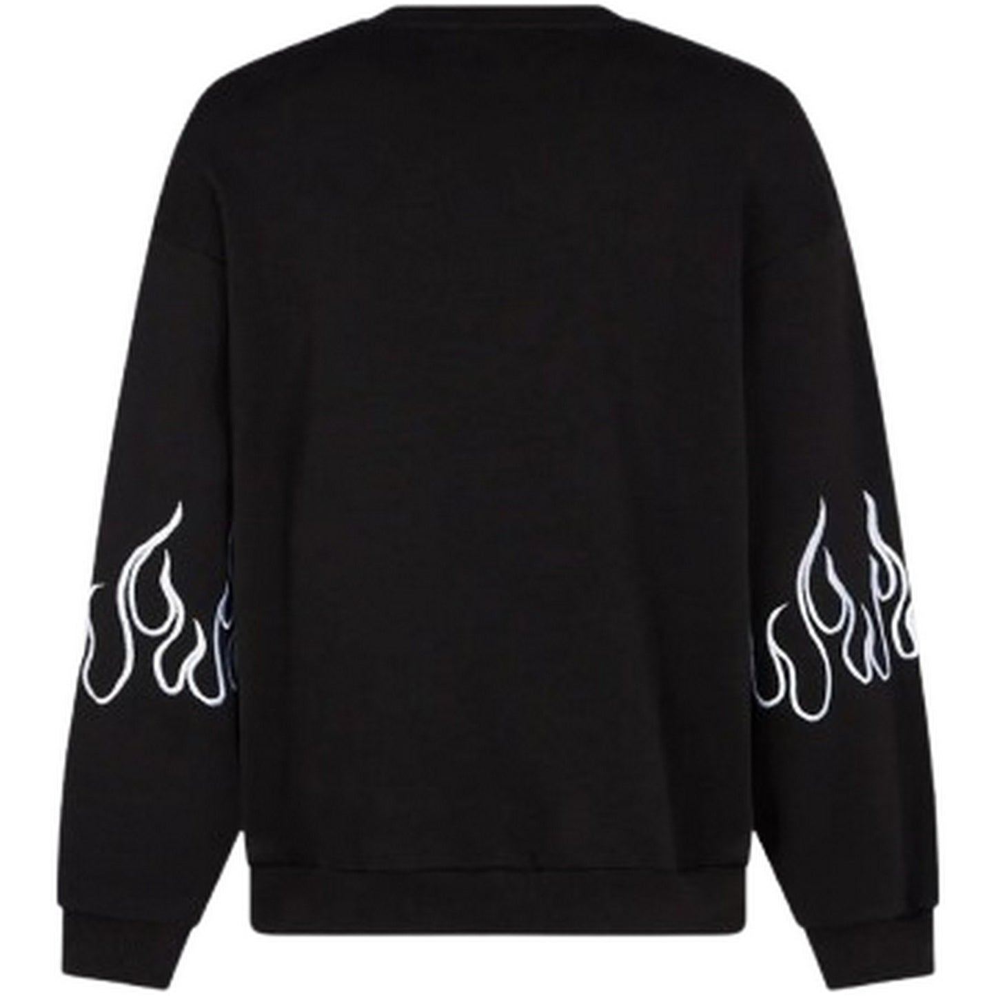 Felpe senza cappuccio Uomo Vision of Super - Black Crewneck With White Embroidered Flames - Nero