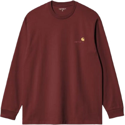 Maglie a manica lunga Uomo Carhartt Wip - L/S American Script T-Shirt - Bordeaux