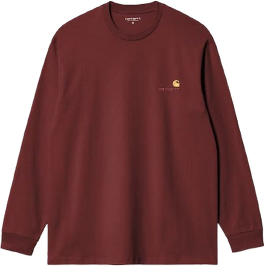 Maglie a manica lunga Uomo Carhartt Wip - L/S American Script T-Shirt - Bordeaux