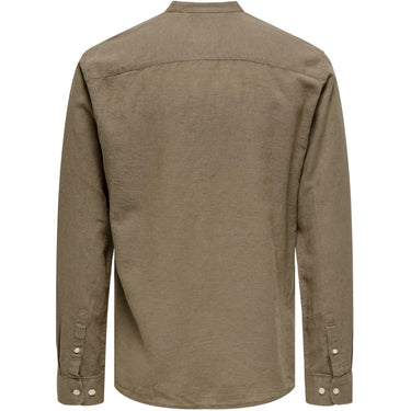 Koszule męskie Only & Sons - Onscaiden Ls Solid Linen Mao Shirt Noos - Brązowy