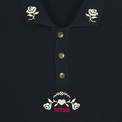 Maglie a manica lunga Uomo Iuter - Floral Knit Polo - Nero