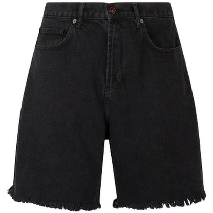 Pantaloncini Uomo Vision of Super - Black Denim Shorts With Printed Logo And Flames Pa - Nero