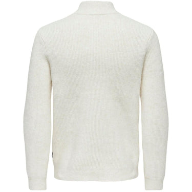 Only & Sons Men's Sweaters - Onstegan Reg 5 Wool Half Zip Knit Bf - White