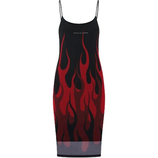 Vestiti casual Donna Vision of Super - Black Tulle Dress With Red Flames - Nero