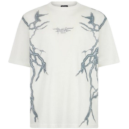 T-shirt Uomo Phobia - White T-Shirt With Lateral Grey Lightning Print An - Bianco