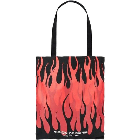 Borse a spalla Donna Vision of Super - Black Shopper Bag With Triple Flames And Logo Prin - Nero