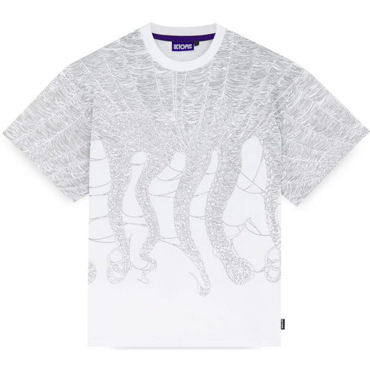 T-shirt Uomo Octopus - Octopus Cobweb Tee by Luca Devinu - Bianco